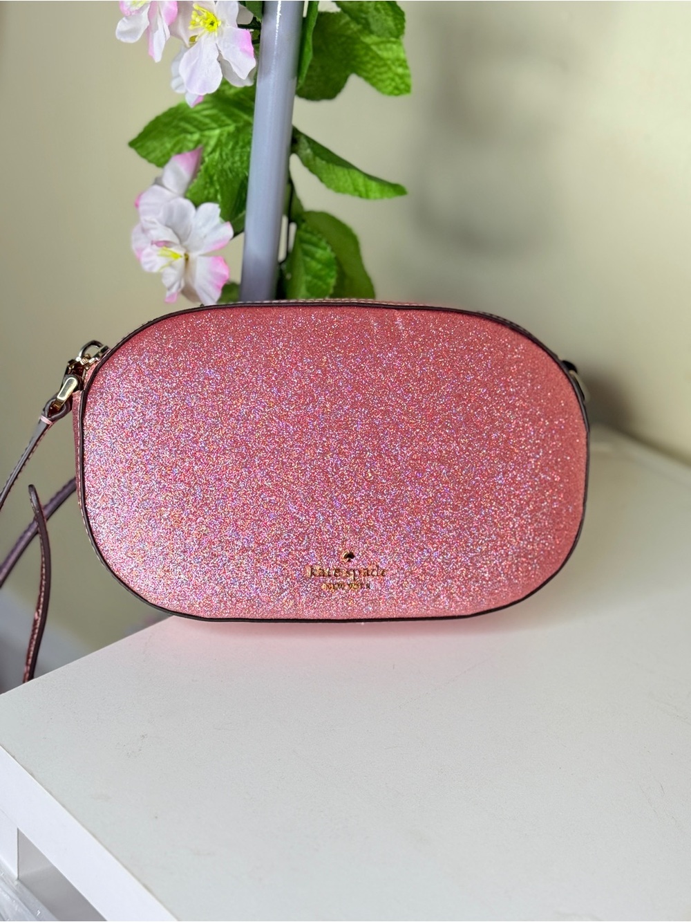 kate spade Pink Glitter Oval Crossbody Bag
